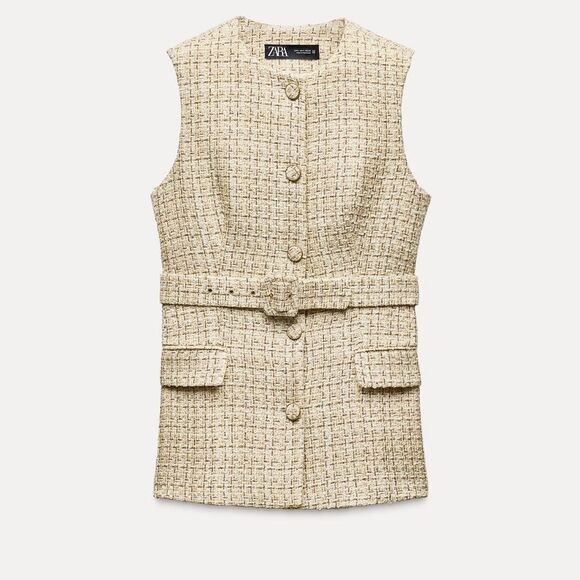 NWT ZARA Structured vest Bust 13 Inch Laying Flat Waist 12 Incn Flat - Picture 10 of 16